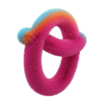 Fuzzy pink knotted hair scrunchie with rainbow trim