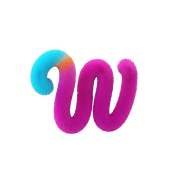 Fuzzy letter w with purple and blue gradient texture