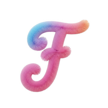 Colorful fluffy letter f with a soft texture