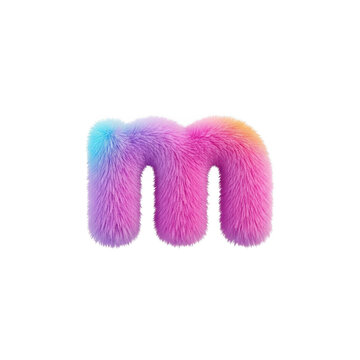 Lowercase letter m with fluffy colorful gradient texture