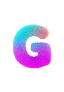 Furry letter g with colorful gradient texture