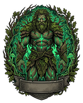 Primal Woodwose Forest Human Spirit Emblem Vector