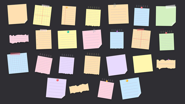 Colorful Sticky Notes Collage: A vibrant assortment of sticky notes in various colors and sizes, arranged in a grid-like pattern, each bearing a handwritten reminder or idea.