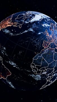 Elegant 3D Digital Globe View Highlighting Italy and Mediterranean Region Vertical