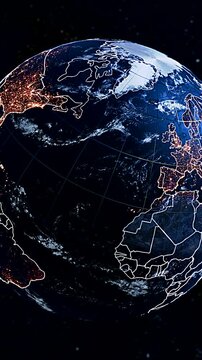Sophisticated 3D Digital Globe Perspective Focusing on Germany and Central Europe Vertical