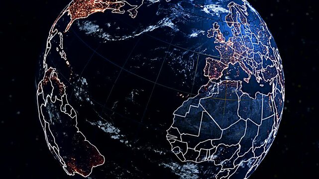 Dynamic 3D Planet Earth Flyby Focusing on Italy and Southern Europe Widescreen