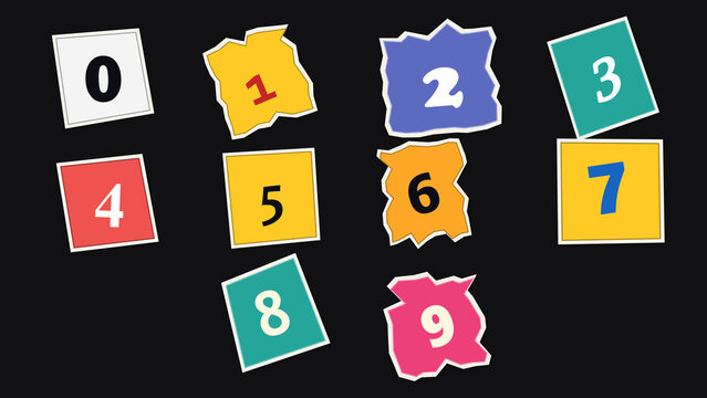 Colorful Numbers 0-9 Scattered Artistically