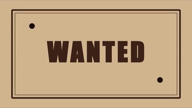 Wanted poster with vintage western style and retro typography animation 4k