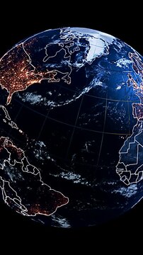 Brilliant 3D Digital Globe Animation Highlighting Spain and Iberian Peninsula Vertical