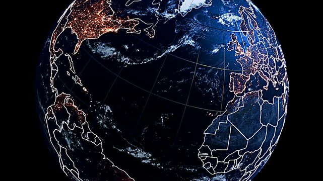 3D Planet Earth Flyby Focusing on France and European Borders Widescreen
