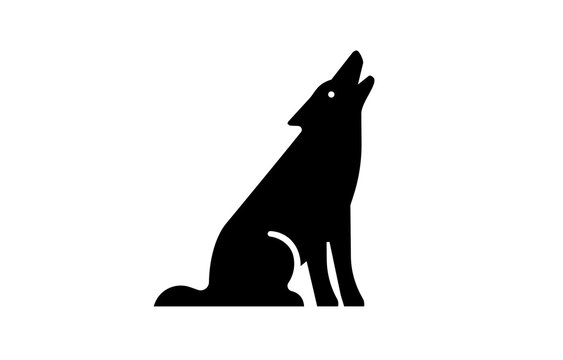Minimal Howling Wolf Silhouette Icon