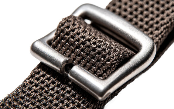Professional camera strap buckle captured in macro detail emphasizing strength reliability and premium accessory craftsmanship Isolated on transparent background PNG