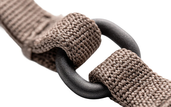 Macro view of a durable camera strap buckle highlighting precision design strong materials and reliable attachment for photographers Isolated on transparent background PNG