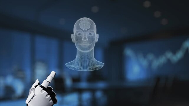 A robotic hand interacts with a digital interface showcasing icons related to technology and education, symbolizing modern learning and innovative concepts in the digital era. Synapse