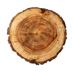 Obraz premium PNG Cross-section of a tree trunk with visible growth rings.