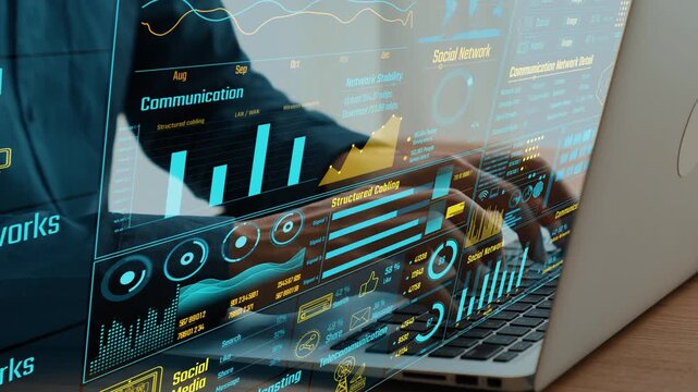 Explore a sophisticated communication network analysis featuring data visualization and structured cabling insights, ideal for technology professionals and businesses. Cipher