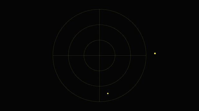 Digital radar screen scanning motion with yellow glowing sweep effect animation 4k sonar interface