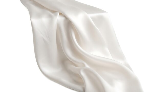 Elegant white silk fabric draped in soft waves creating a luxurious background with smooth texture and highlights