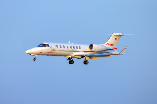 Luqa, Malta - August 6, 2026: Air Ocean Maroc Learjet 45 (REG: CN-TME) on finals in the late evening.