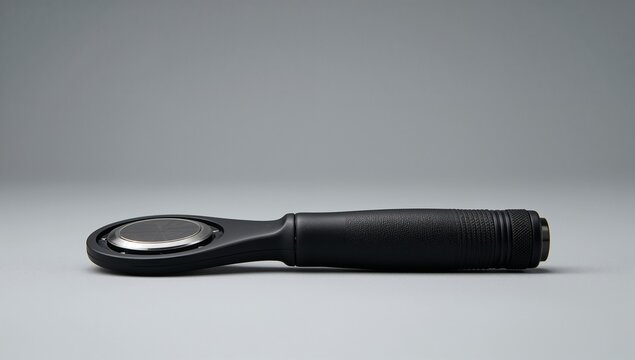 Sleek matte black ceramic rotary fabric cutter with knurled aluminum handle