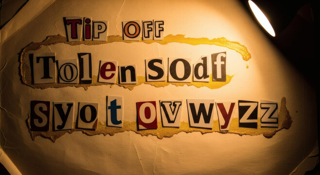 Anonymous ransom note made with cut out newspaper letters