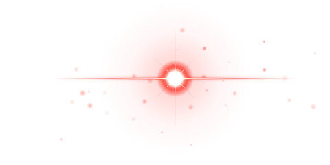 A bright red glowing planet with a flat ring system and scattered small circular particles on a solid black background space © Defendar13