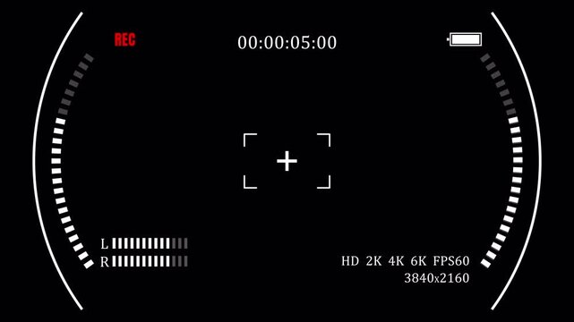 Camera Recording Screen Overlay on Transparent Background, Digital Video Recording HUD Motion Graphic, Minimal Camera REC Interface, 4K Alpha Channel