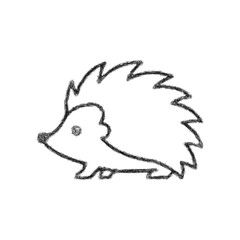 Sketch black and white hedgehog line art icon design