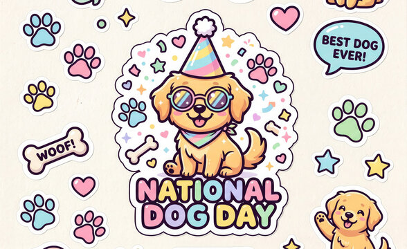 Cute Dog National Dog Day Sticker