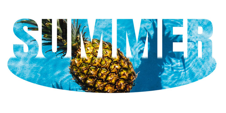 Summer pineapple png word sticker on transparent background