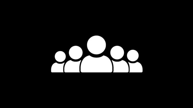 Teamwork icon animation with glowing collaboration network concept on black background 4k