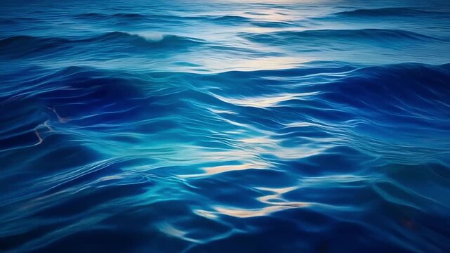 Abstract fluid motion in deep blue water texture