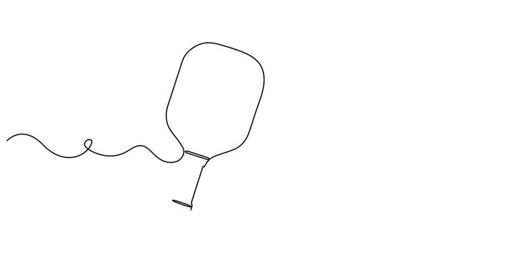 pickleball paddle and ball, Animated self drawing of continuous one line drawing paddle ping pong racket with ball. Table tennis sport game draw with single continuous line. Alpha channel. Full length
