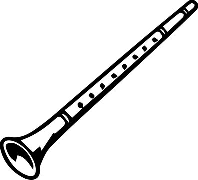 Traditional Arabic Mizmar or Zurna Wind Musical Instrument Black and White Sketch Vector