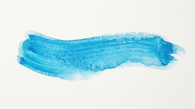 Blue watercolor stain brush strokes with texture on a white background.