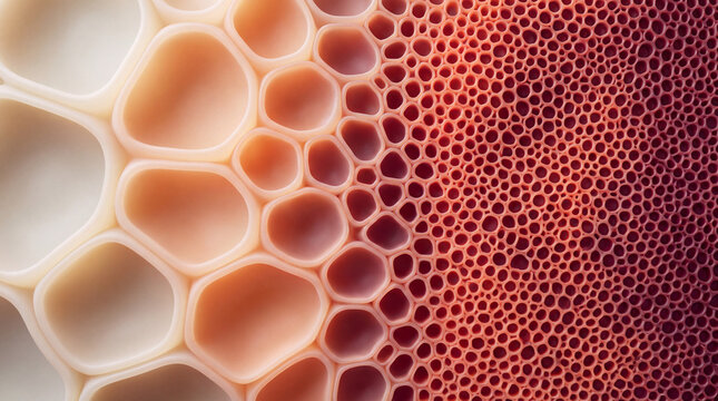 Porous cream 3D coral texture fading into burgundy
