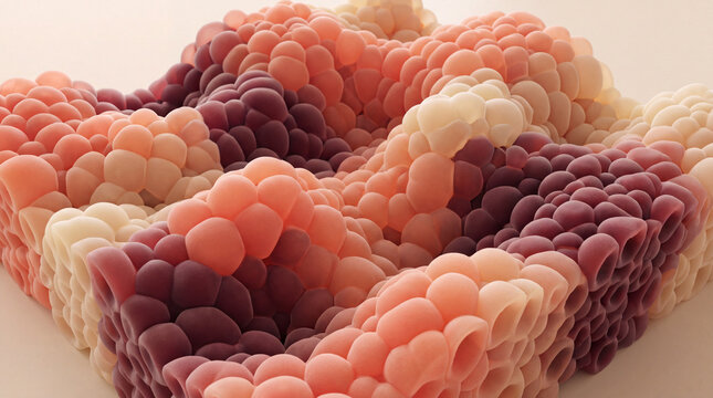 Wavy 3D cellular panel rendered with warm gradient texture