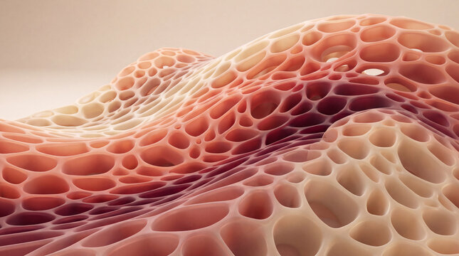 Rippled 3D coral surface in soft cream tones
