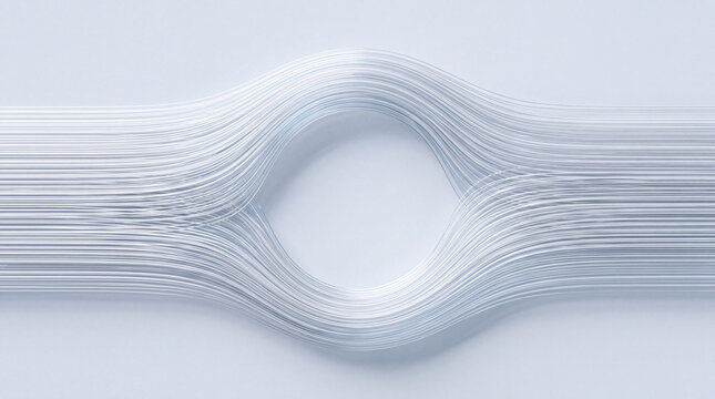 Flowing 3D wire bundle curving into a circular void
