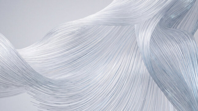 Twisting 3D wire strands rendered in silver waves