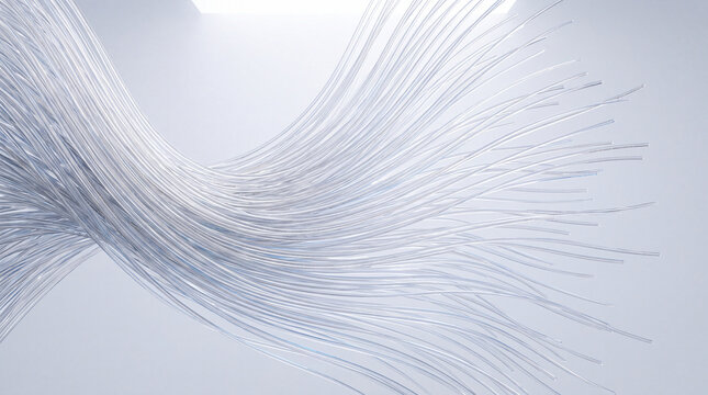 Flowing 3D wire strands spreading in a diagonal curve