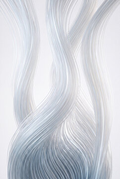 Vertical 3D wire strands rendered like liquid silver