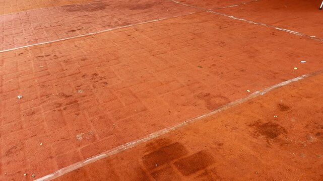 Perspective view of red athletic running track texture