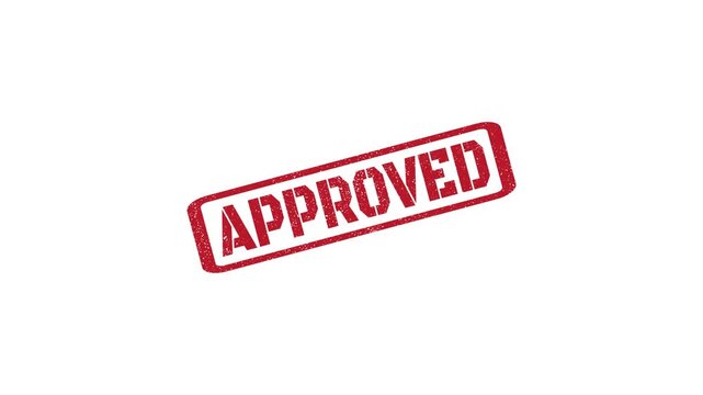 Approved rubber stamp seal with distressed texture stamping animation on white background 4k