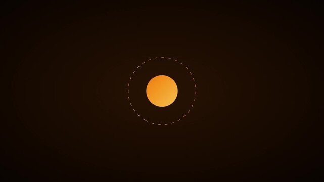Minimalist loading spinner animation with pulsing orange circle and dotted ring for user interface 4k