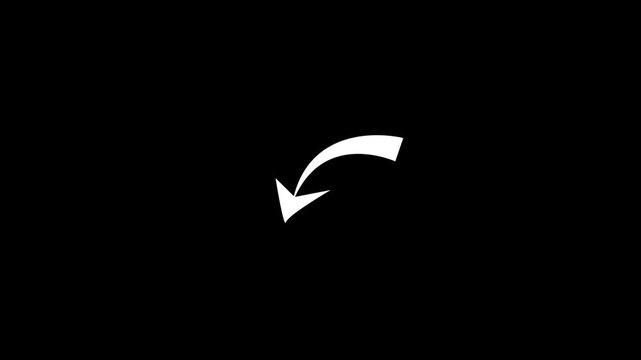 Animated white hand-drawn arrow pointing downward, minimalist motion for ui and digital marketing pointer