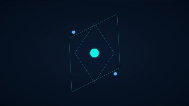 Abstract geometric motion with rotating diamond shapes and glowing core animation 4k