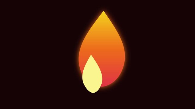Glowing fire drop animation, abstract flame symbol motion 4k