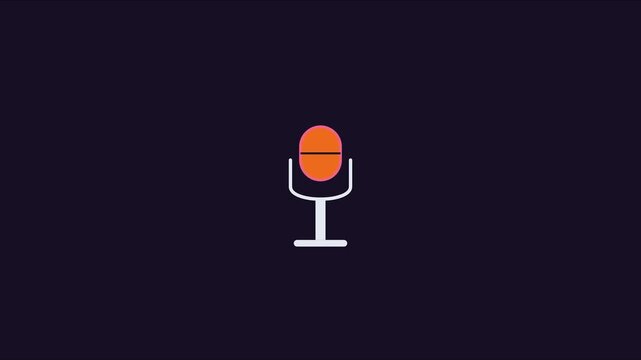 Minimalist animated microphone for podcast and audio branding animation 4k sound broadcast