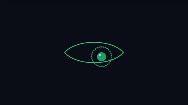 Minimalist digital eye scan animation with targeting reticle and tracking motion 4k biometric security